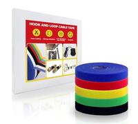Hook and Loop Tape Roll, 1/2 in 82 FT Reusable Cable Ties, Cut to Length, Double Sided, Self-Gripping Straps, Cord Ties for Office, Home Cable Management (Colored 5Roll*16.4ft)