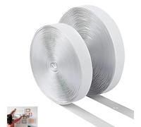 Hook and Loop Tape Self Adhesive, 10Mx20mm Heavy Duty Nylon Reusable Double Sided Sticky Back Fastening Tapes Versatile Mounting Solution Water Repellent/Resistant for Home Office & DIY Crafts, White
