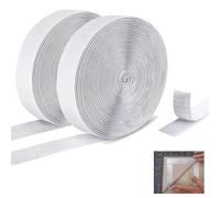 Hook and Loop Tape Self Adhesive, 8mx20mm Heavy Duty Double Sided Sticky Tape Strips Roll, No Residue Removable for Picture Hanging, Curtains, Fabric, Home & Office (White)