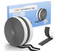 Hook and Loop Tape Self Adhesive10m x 20mm, Black Heavy Duty Sticky Back Fastening Tape Strips, No Residue Removable Mounting Tape for Carpet, Curtains, Picture Hanging, Home Office & DIY