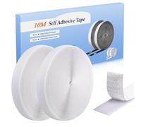 Hook and Loop Tape Self Adhesive10m x 20mm, White Heavy Duty Sticky Back Fastening Tape Strips, No Residue Removable Mounting Tape for Picture Hanging, Carpet, Curtains, Home Office & DIY