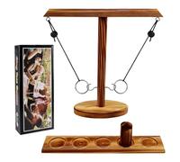 Hook and Ring Game, Regerly Wooden Table Top Hook Ring Toss Game Outdoor Indoor Handmade Wooden Fast-Paced Interactive Games Party Throwing Games for Family Bar Party