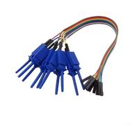 Hook Clip Kit for Logic Analyzer 20 cm with 20-Pin Female Connector, High-Temp Resistant Clips for Chip and Pin Testing, Compatible with Hobby Compnt USB(Blue)