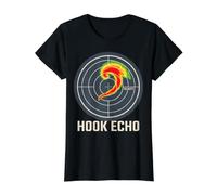 Hook Echo Radar Tornado Storm Chaser Meteorology Design Value Graphic T-Shirt, Women, Black, XS