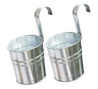 Hook Flower Bucket 2pcs Iron Silver Retro Stripe Home Hanging Planter