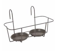 Hook Flower Pot Holder Gray for 2 Pots 34x18cm Plants Mount Double Metal