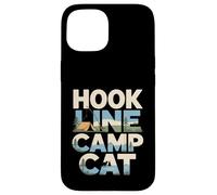 Hook Line Camp Cat Funny Camping Fishing Case for iPhone 15
