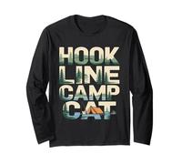 Hook Line Camp Cat Funny Camping Fishing Long Sleeve T-Shirt