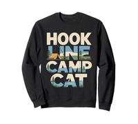 Hook Line Camp Cat Funny Camping Fishing Sweatshirt