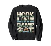 Hook Line Camp Cat Funny Camping Fishing Sweatshirt