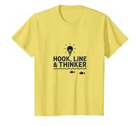 Hook Line & Thinker Boys Fishing Clever Angler Humor T-Shirt, Kids, Lemon, 4 Years