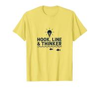 Hook Line & Thinker Boys Fishing Clever Angler Humor T-Shirt, Men, Lemon, XL