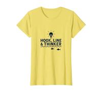Hook Line & Thinker Boys Fishing Clever Angler Humor T-Shirt, Women, Lemon, S