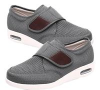 Hook & Loop Slippers Diabetic Shoes for Men Extra Wide Width Orthopedic Adjustable Closure Walking Sneakers Lightweight Anti Slip Sneaker Sole with Arch Support Cushioning Therapeutic(Grey,12.5 UK)