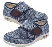 Hook & Loop Slippers Diabetic Shoes for Men Extra Wide Width Orthopedic Adjustable Closure Walking Sneakers Lightweight Anti Slip Sneaker Sole with Arch Support Cushioning Therapeutic(Light Blue,10.5