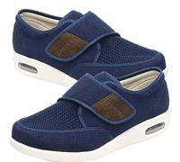 Hook & Loop Slippers Diabetic Shoes for Men Extra Wide Width Orthopedic Adjustable Closure Walking Sneakers Lightweight Anti Slip Sneaker Sole with Arch Support Cushioning Therapeutic(Blue,8.5 UK)
