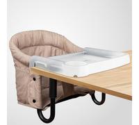 Hook On Chair with Removable Dining Tray,Portable Hook-On Chairs with Storage Bag, for Home and Travel(Khaki)