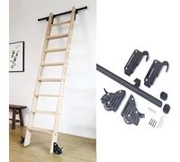 Hook on Rolling Library Ladder Hardware Black Round Tube Sliding Library Ladder Full Set Track Kit (No Ladder), Floor Roller with Brake (Limited to Ladder Thickness 2.5cm) (Size : 6.6ft/200cm track k
