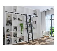 Hook on Sliding Library Ladder Hardware Kit, Telescoping Upper Hook, Bottom Brake Roller, Rustic Black Finish(No Ladder), Sliding Hook Assemblies(limited To Ladder Thickness 2.5cm) (Size : 6