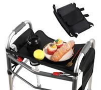 Hook-On Walker Tray, Cup Holder & Tool Free Quick Assembly, Non Slip Mobility Table for Seniors, Multi Functional Removable Tray, Portable Multipurpose Walker Accessories