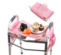 Hook-On Walker Tray, Cup Holder & Tool Free Quick Assembly, Non Slip Mobility Table for Seniors, Multi Functional Removable Tray, Portable Multipurpose Walker Accessories