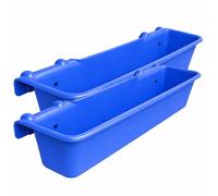 Hook Over Feeder Horse Cattle Goat Manger Mountable Livestock Feed Bucket Trough - Blue - 50 Litre - Pack of 2