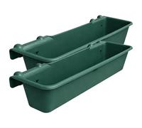 Hook Over Feeder Horse Cattle Goat Manger Mountable Livestock Feed Bucket Trough - Green - 50 Litre - Pack of 2