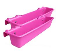 Hook Over Feeder Horse Cattle Goat Manger Mountable Livestock Feed Bucket Trough - Pink - 50 Litre - Pack of 2