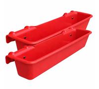 Hook Over Feeder Horse Cattle Goat Manger Mountable Livestock Feed Bucket Trough - Red - 50 Litre - Pack of 2