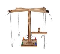 Hook Ring Toss Game for Adults Handmade Wooden Ring and Toss Game Tabletop Bar Games Set with Shot Ladder and Adjustable String 4 Player Battle Table Top Game for Home Party and Outdoor
