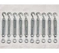 Hook to Eye Turnbuckle Galvanised Open Body Straining Screws x10 from 5MM - 32MM (Caravan Open Body Screw Hook)