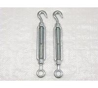 Hook to Eye Turnbuckle Galvanised Open Body Straining Screws x2 from 5MM - 32MM (Caravan Open Body Screw Hook)