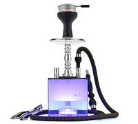 Hookah Set with Everything - Kitosun Updated Cube Modern Shisha include Vulcan HMD Silicone Phunnel Bowl Silk Pipe Coal Tongs Remote LED Light for Great Smoking | Easy Cleaning Easy Inhale (1-hose)