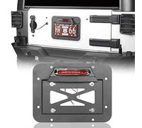 Hooke Road Wrangler Spare Tire Delete License Plate Relocation Kit w/Plate Illuminate Light & Third Brake Light for 2007-2018 Jeep Wrangler JK & Unlimited