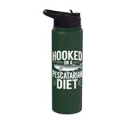 Hooked On A Pescatarian Diet Pescetarianism Stainless Steel Insulated Water Bottle