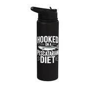 Hooked On A Pescatarian Diet Pescetarianism Stainless Steel Insulated Water Bottle