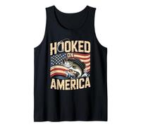 Hooked on America Patriotic Fishing American Tank Top