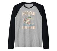 Hooked On Bass Fishing Sunset Passion Raglan Baseball Tee