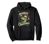 Hooked On Christmas Matching Tee Funny Fishing Xmas Pajama Pullover Hoodie