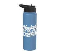 Hooked On Crochet Funny Crocheting Stainless Steel Insulated Water Bottle
