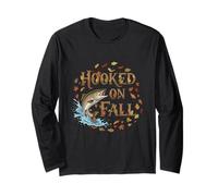 Hooked On Fall Autumn Angler Fishing Long Sleeve T-Shirt