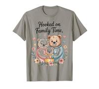 Hooked on Family Time Cute Bear Design T-Shirt