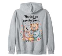 Hooked on Family Time Cute bear Design Zip Hoodie