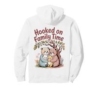 Hooked on Family Time Cute Bear Family Graphic Pullover Hoodie
