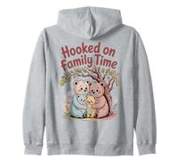 Hooked on Family Time Cute Bear Family Graphic Zip Hoodie