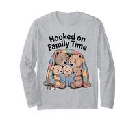 Hooked on Family Time Cute Bear Reading Long Sleeve T-Shirt