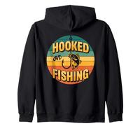 Hooked On Fishing - Bass Fishing Fishermen And Outdoorsmen Zip Hoodie