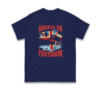 Hooked on Freedom T-Shirt, Mens Fishing T-Shirt, Funny Fisherman Fishing Carp British Union Jack Flag Unisex Gift Tee Top (Navy, L)