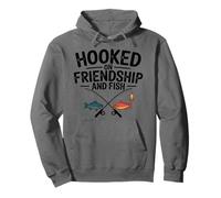 Hooked On Friendship And Fish Anglers Quote Funny Fishing Pullover Hoodie