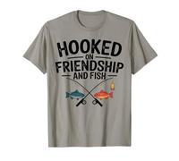 Hooked On Friendship And Fish Anglers Quote Funny Fishing T-Shirt